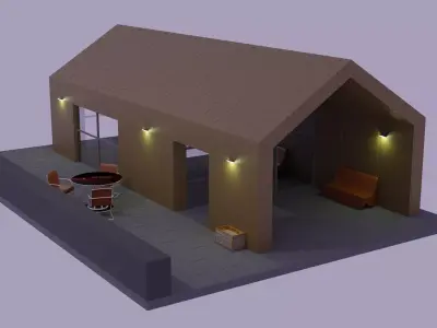 BARNHOUSE model house with table and chairs 3D model