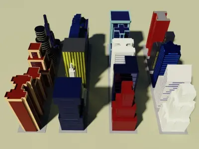aset voxel city building  3D model