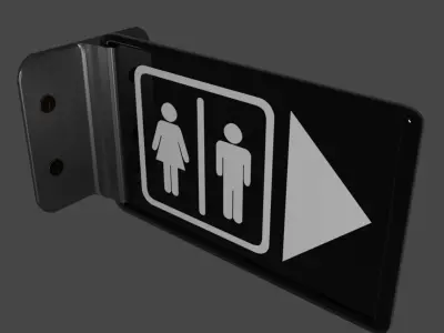 Restroom Sign - Wall Mounted 3D model