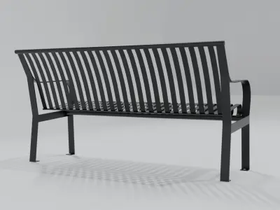 Black Metal Park Bench Low-poly 3D model