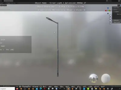 Street Light 1 Galvanized 3000mm 1F Low-poly 3D model