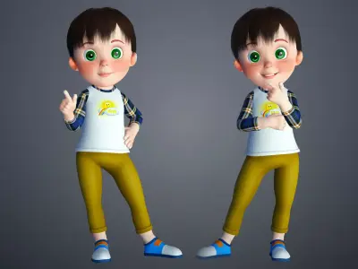 Cartoon Baby Rigged Character 3D model