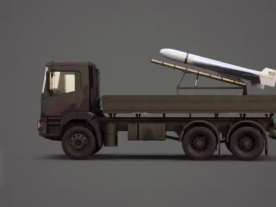  Military Transport Truck with Drone Launcher Geran-2 White 