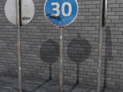 Game-ready Street Signs Collection post-apocalyptic rusty Low-poly 3D model