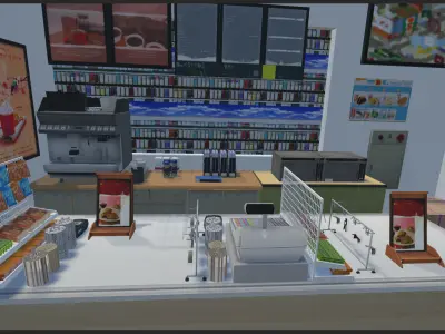 Japan Convenience store Low-poly 3D model