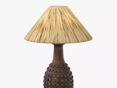 Terracotta Base Raffia Shade Table Lamp 3D model