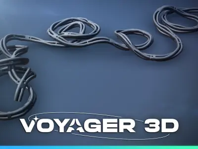 Triple Power Cable 205cm Black Low-poly 3D model