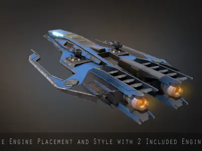 Phalanx Corvette Low-poly 3D model