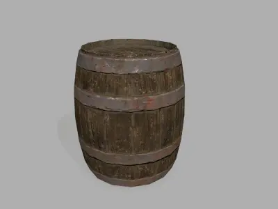 Wooden Barrel Low-poly 3D model