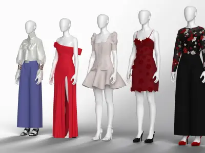 Womens collection mannequins shop clothing Clo3d  3D model