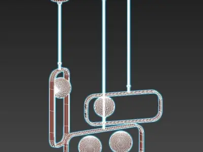 parker three brass pendant lights hanging 3D model