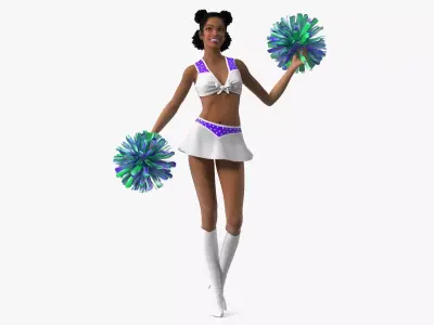 Teenage Light Skin Black Girl Cheerleader Standing Pose 3D model