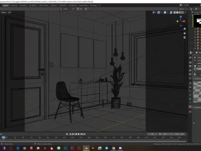 Low-poly modern interior  Low-poly 3D model