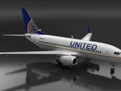  United Airlines Boeing 737-700 with Interior Rigged for Cinema 4D 