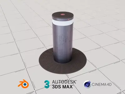 Automatic Hydraulic Bollard Low-poly 3D model