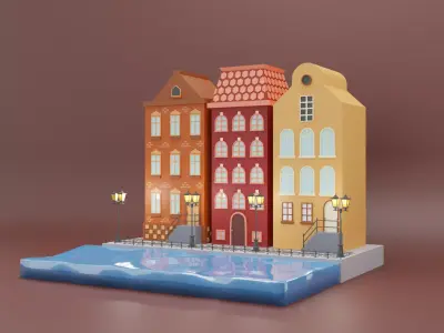 Holland style houses 3D model