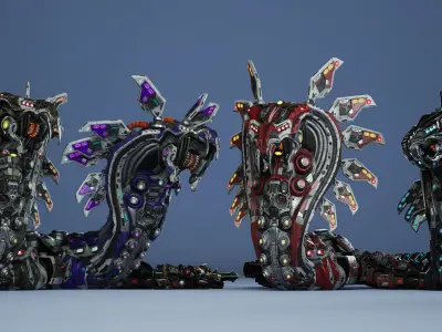 Sci-Fi Snake Low-poly 3D model