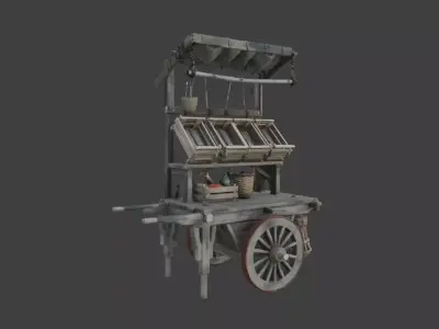 Vintage Market Cart Low-poly 3D model
