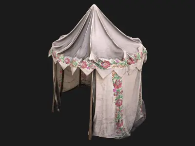 Fair Ukrainian Tent Market Stalls  Low-poly 3D model