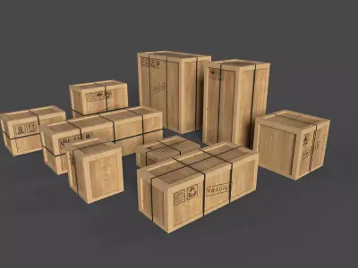 REALISTIC CARGO BOX PACK LOW POLY Low-poly 3D model