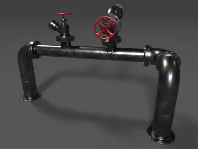 Pipeline industrial pipe Low-poly 3D model