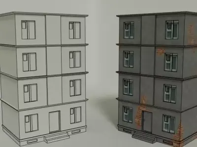 Apartment building Low-poly 3D model