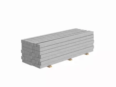 Concrete Slabs On Wood Planks 3D model