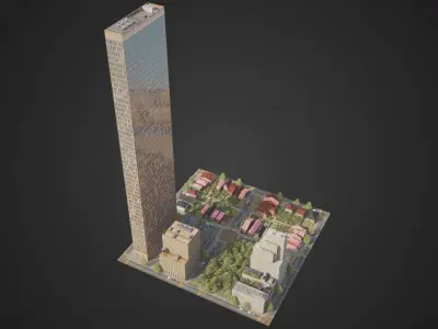 Realistic City District H12-R25 MAYA Low-poly 3D model