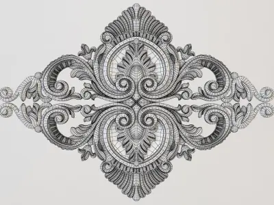 rosette gold ornate ornament 3D print model
