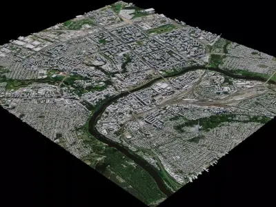 Vitebsk city with river in middle 3D model