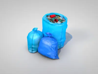 Blue Garbage Bags 3D model