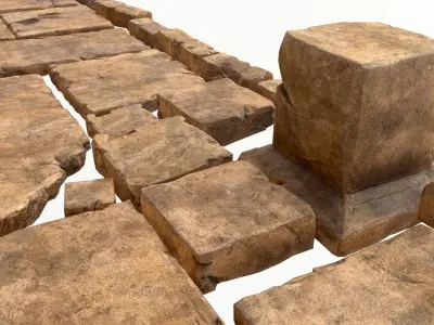 Stone path constructor 3 colours Low-poly 3D model