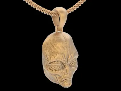 Alien pendant silver gold printable jewelry 3D model 3D print model