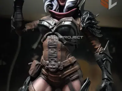 Hunter action figure of woman holding bow and arrow 3D print model