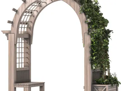 Wooden Garden Arbor 04 3D model