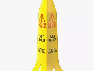 Banana Cone Caution Wet Floor Sign 90cm 3D model