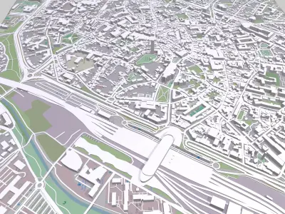 Cityscape Mons Belgium 3D model