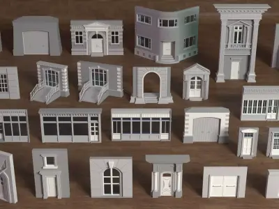 Building Facade Collection 2 - 25 pieces 3D model