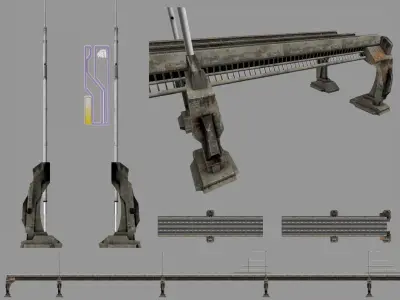 Hi tech bridge Low-poly 3D model