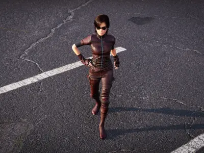 Midpoly leather suit for Metahuman in UE4 and UE5 3D model