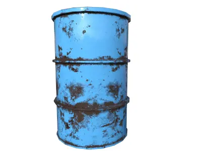 Barrel Blue Damage Low-poly 3D model