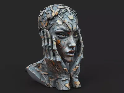 Cyberpunk Head High Detail 3D model