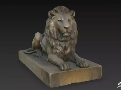 Lion Statue V23 Low-poly 3D model