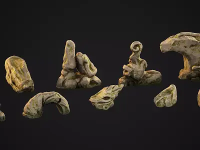 Stylized Rock Game-Ready Environment Pack Low-poly 3D model