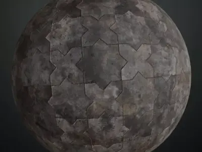 Grungy Star Pattern Concrete Tiles PBR Seamless Texture