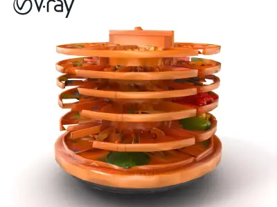 Circular Bamboo Supermarket Shelf Unit model pack Low-poly 3D model