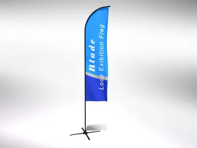 Blade Flag - Animated Exhibition Flag Low-poly 3D model