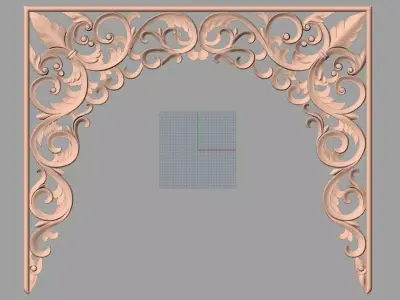 Bed door flower 3D relief STL model for CNC engraving E528 3D model