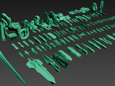 SPACESHIPS LOW-POLY SET 04 - 125 items 3D model