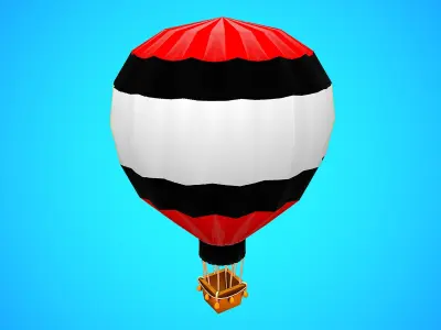 HOT AIR BALLOON CARTOON STYLIZED 10 Low-poly 3D model